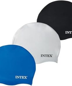 (Black) - Intex Silicon Swim Cap soft comfortable fit in choice of three colours 55991