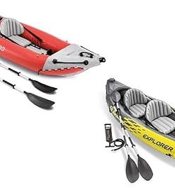 Intex 2 Person Vinyl Kayak w/ Oars & Pump & 2-Person K2 Kayak w/ Oars Air Pump