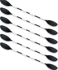 Intex 1 Piece 86 Inch Kayak Paddle with Ribbon Spoon Shaped Blades and 3 Feather Adjustable Positions for Sports and Outdoor Use (6 Pack)