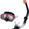 Intex Wave Rider Hypoallergenic Latex Free Mask & Easy Flow Snorkel Swim Set 4