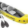INTEX Challenger Inflatable Kayak Series: Includes Deluxe 86in Kayak Paddles and High-Output Pump – SuperStrong PVC – Adjustable Seat with Backrest – Removable Skeg – Cargo Storage Net 3