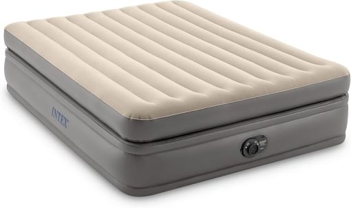 Intex Dura Beam Plus Prime Comfort Fiber-Tech Elevated Technology Home Air Mattress Bed with Electric Built-in Pump, Queen