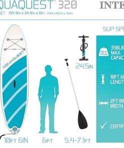 INTEX AquaQuest Inflatable Paddle Board Series: Includes Adjustable Paddle and High Pressure Pump – Tri-Fin Design – Slip-Resistant EVA Pad – Storage Rope – Drop Stitch Core 2