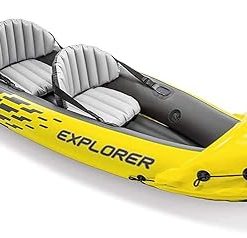 Intex Explorer K2 Yellow 2 Person Inflatable Kayak with Aluminum Oars & Air Pump 2