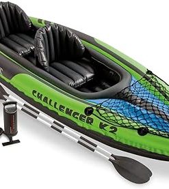 Intex Challenger K2 2-Person Inflatable Sporty Kayak + Oars And Pump (3 Pack) 2