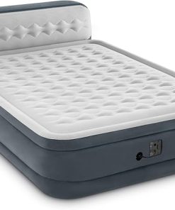 Intex Dura-Beam 18-Inch Deluxe Queen Sized Air Mattress Comforting Bed with Built-in Electric Pump and Ultra Plush Supportive Headboard (2 Pack) 2