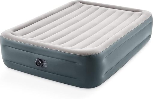 Intex 64125ED Dura-Beam Plus Essential Rest Air Mattress - Fiber-Tech – Queen Size – Built-in Electric Pump – 18in Bed Height – 600lb Weight Capacity