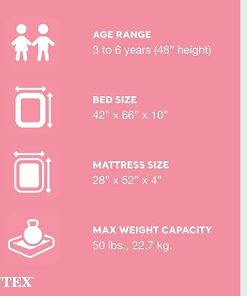 Intex Kids Travel Air Mattress Inflatable Bed with Raised Sides and Hand Pump – Portable Blow-Up Toddler Traveler Bed for Children’s Naps or Sleep 2