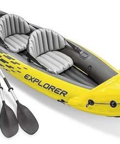 Intex Explorer K2 2 Person Inflatable Kayak Set and Air Pump, Yellow (3 Pack) 2