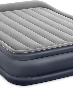 Intex Dura Beam Deluxe Fiber-Tech Pillow Rest Raised Velvet Blow Up Air Mattress Bed with Built in Electronic Pump and Carrying Bag, Queen (2 Pack) 2