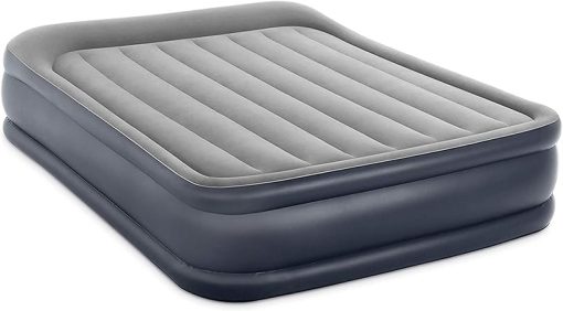 Intex Dura Beam Deluxe Fiber-Tech Pillow Rest Raised Velvet Blow Up Air Mattress Bed with Built in Electronic Pump and Carrying Bag, Queen (2 Pack) - Image 2