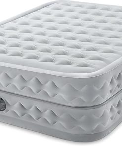 Intex 64489ED Dura Beam Supreme Air Flow Inflatable Velvetaire Soft Airbed Mattress w/Built in Pump & Portable Storage Case, Queen