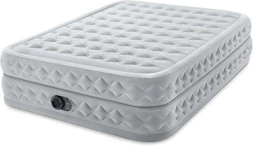 Intex 64489ED Dura Beam Supreme Air Flow Inflatable Velvetaire Soft Airbed Mattress w/Built in Pump & Portable Storage Case, Queen