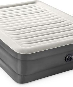 Intex 64095T TruAire Luxury Queen Sized Air Mattress 18 Inch Tall Airbed with Built-in Air Pump and Carrying Storage Bag, Gray