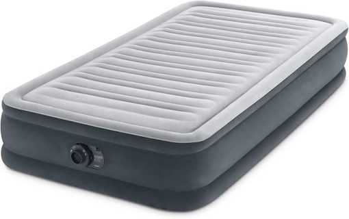 Intex Twin Size Dura Beam Deluxe Comfort Plush Air Mattress with Fiber Tech Construction, Built in Pump, and Portable Storage Case, Gray (2 Pack) - Image 2