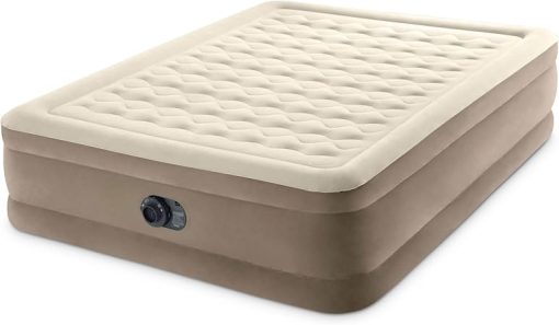Intex Dura Beam Deluxe Ultra Plush 18 Inch Queen Bed Inflatable Air Mattress with Fiber Tech Construction and Built in Pump, Beige (2 Pack) - Image 2