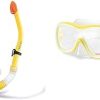 Intex Wave Rider Hypoallergenic Latex Free Mask & Easy Flow Snorkel Swim Set 3