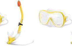 Intex Wave Rider Hypoallergenic Latex Free Mask & Easy Flow Snorkel Set (2 Pack)
