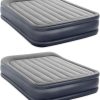 Intex Dura Beam Deluxe Ultra Plush 18 Inch Queen Bed Inflatable Air Mattress with Fiber Tech Construction and Built in Pump, Beige (2 Pack) 4