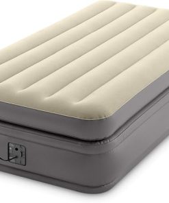 Intex Dura Beam Plus Prime Comfort Fiber-Tech Elevated Technology Home Air Mattress Bed with Electric Built-in Pump, Twin