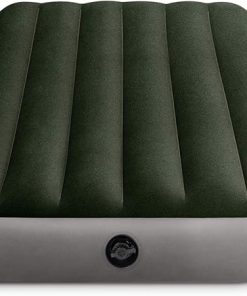 Intex 64761E Dura-Beam Standard Downy Air Mattress: Fiber-Tech – Twin Size – Built-in Foot Pump – 10in Bed Height – 300lb Weight Capacity
