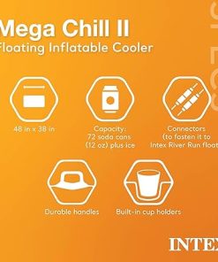 Intex Inflatable Mega Chill II 72 Can Beverage Cooler Float with Lid, 2 Pack 2