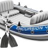 INTEX Challenger Inflatable Kayak Series: Includes Deluxe 86in Kayak Paddles and High-Output Pump – SuperStrong PVC – Adjustable Seat with Backrest – Removable Skeg – Cargo Storage Net 4