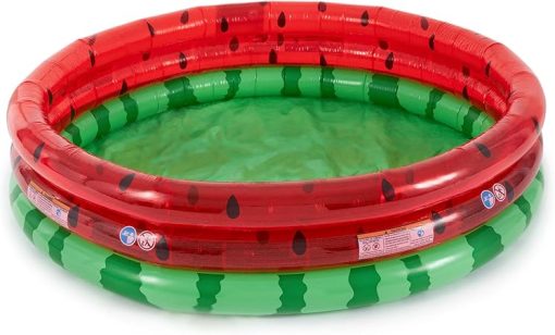 Intex 66-Inch Round Inflatable Outdoor Kids Swimming and Wading Watermelon Pool and Small Plastic Multi-Colored Fun Ballz with Carrying Bag, 100 Pack - Image 2