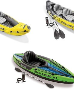 Intex 2-Person Inflatable Kayak w/ Oar & Pump 2 pack & 1-Person Inflatable Kayak