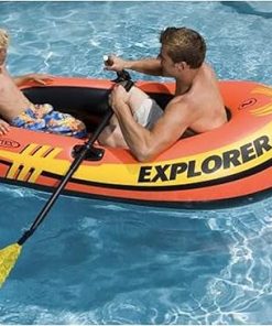 INTEX 58331EP Explorer 200 Inflatable Boat Set: Includes Deluxe Boat Oars and Mini Hand Pump – Dual Air Chambers – Grab Rope – 2 Person – 210lb Weight Capacity 2