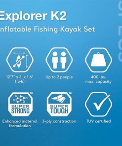 Intex 68309EP Excursion Pro K2 Inflatable Kayak Set: Includes Deluxe 86in Kayak Paddles and High-Output Pump – SuperTough PVC – Adjustable Bucket Seat – 2-Person – 400lb Weight Capacity 2