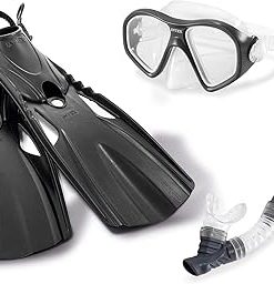 Intex Reef Rider Sport Swim Pool Diving Goggle Mask Snorkeling Set, 14 to Adult