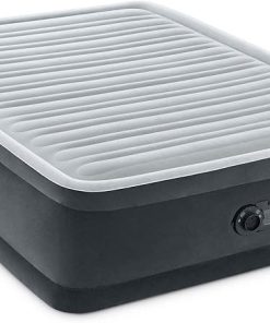 Intex 64413ED Dura Beam Elevated Fiber Tech Soft Air Mattress Bed w/Built in Pump & Portable Storage Case for Travel and Camping, Queen (2 Pack) 2