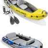 Intex Explorer K2 2-Person Inflatable Kayak with 2 Aluminum Oars and Pump and Challenger K1 1-Person Inflatable Kayak with 1 Oar, Hand Pump and Skeg 4