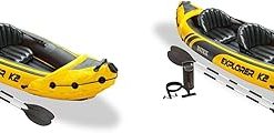 Intex 68307EP Explorer K2 Inflatable Kayak Set: Deluxe 86in Kayak Paddles and High-Output Pump – Adjustable Seats with Backrest – Removable Skeg – 2-Person – 400lb Weight Capacity, 2 Pack