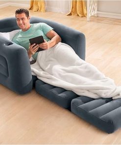 INTEX 66551EP Inflatable Pull-Out Sofa Chair Sleeper that works as an Air Bed Mattress, Twin Sized (2 Pack) 2