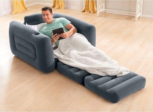 INTEX 66551EP Inflatable Pull-Out Sofa Chair Sleeper that works as an Air Bed Mattress, Twin Sized (2 Pack) - Image 2