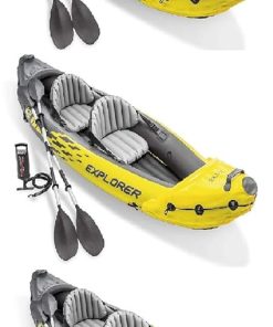 Intex Explorer K2 2 Person Inflatable Kayak Set and Air Pump, Yellow (3 Pack)