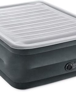 Intex 64417ED 22in Queen Dura-Beam Comfort Plush High-Rise Inflatable Air Mattress with Built in Pump for Travel and Camping, 600lb Weight Capacity