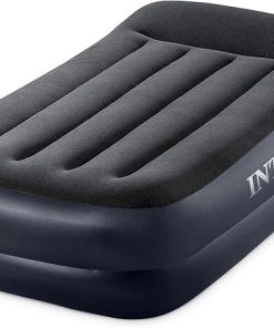 INTEX Raised Airbed Mattress with Built-in Pump, Dura-Beam Plus Pillow, Twin - Portable Inflatable Luxury Blow-Up Bed for Adults, Camping, Guests