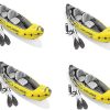 Excursion Pro Inflatable 2 Person Vinyl Kayak with Oars & Pump, Red (3 Pack) 4