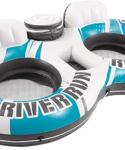 Intex: River Run 2: Blue Rapids Water Tube - 2 Person Inflatable River & Water Float, Backrests, Built-in Cooler, Cup Holders, 440lb Capacity