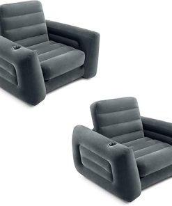 INTEX 66551EP Inflatable Pull-Out Sofa Chair Sleeper that works as an Air Bed Mattress, Twin Sized (2 Pack)