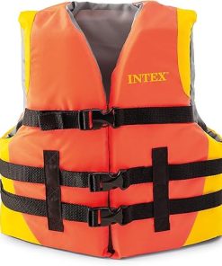 INTEX Adjustable Life Jacket: Perfect for Boating and Water Sports – Durable Nylon – Breathable Straps with Buckles – Coast Guard Approved Type III PFD – Sporty Design