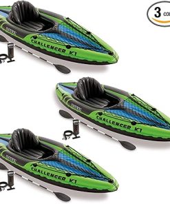 Intex Challenger K1 1-Person Inflatable Sporty Kayak w/Oars and Pump